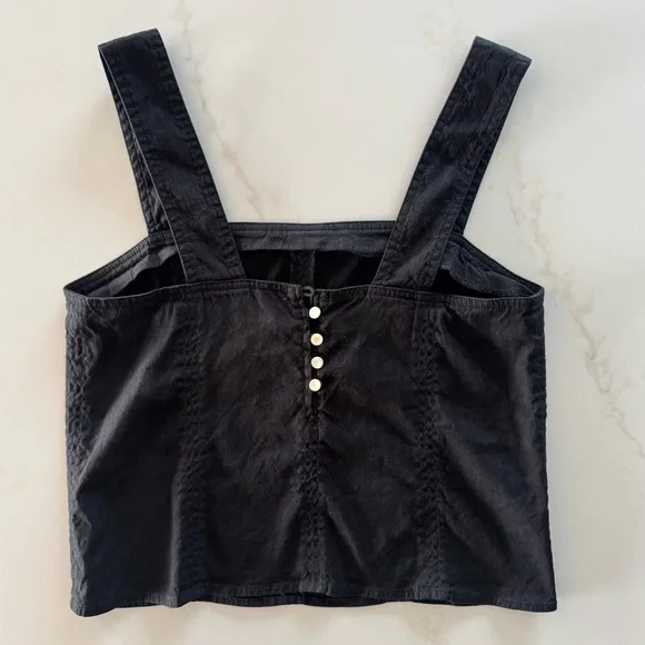 Vince Linen Crop Tank Top in Black size 0 - Picture 3 of 6